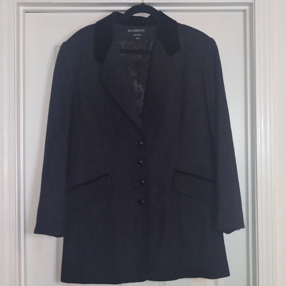 BRAEBROOK women’s 100% WOOL Riding Jacket Velvet collar Fully lined Size 13/14